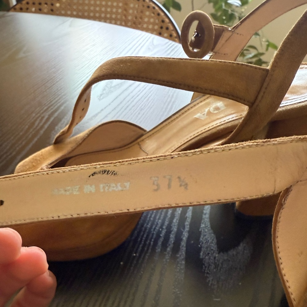 Prada Tan Suede Block Heel Sandals - Size 7.5 - Picture 5 of 5